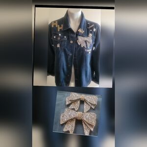 Rhinestone Bow Pins - Sparkling Silver Glam. A SET OF 2 PINS